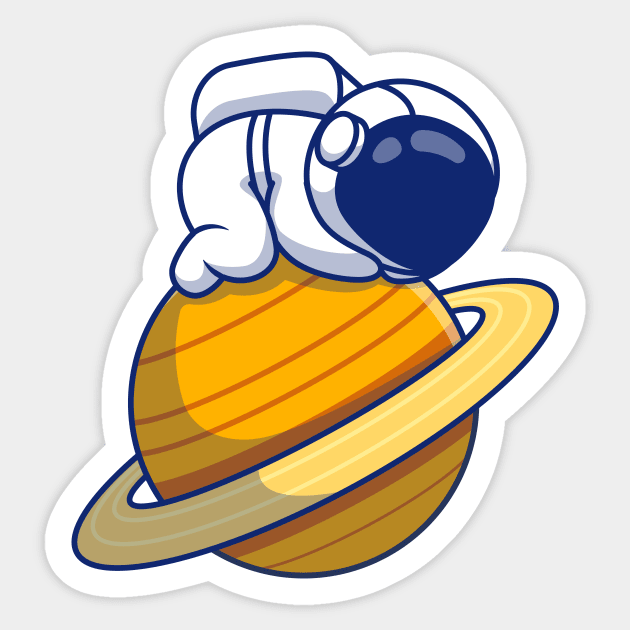 Cute Astronaut Sleeping On Planet Sticker by Catalyst Labs